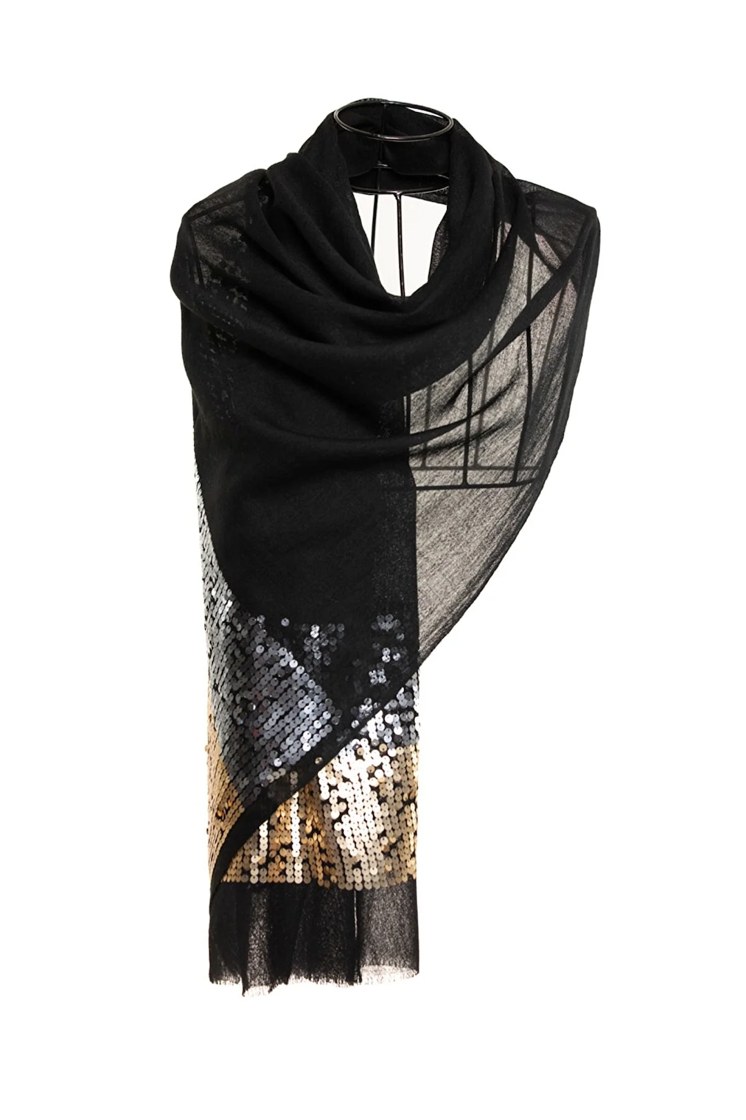 SEQUINS SCARF SILK CASHMERE SHAWL SILK