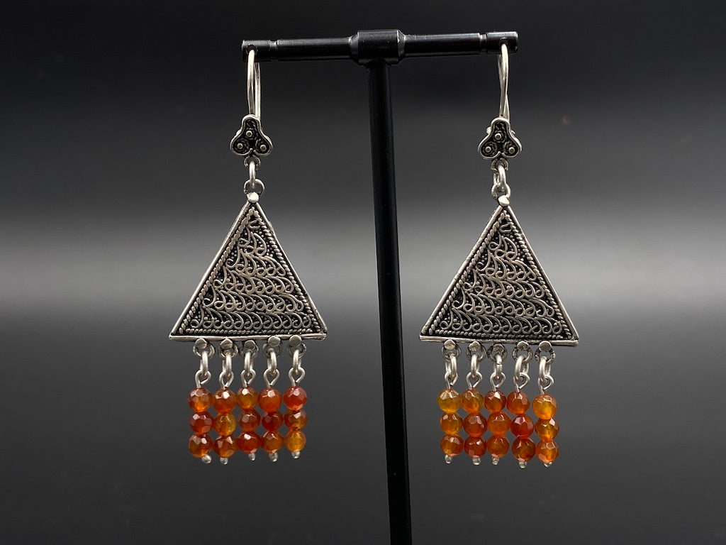Handmade Aleppo Antique Earrings  - Heavy Earrings with Crystals - Hanging Chandellier